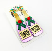 Load image into Gallery viewer, Mardi Gras Earrings - Mirrored Champagne
