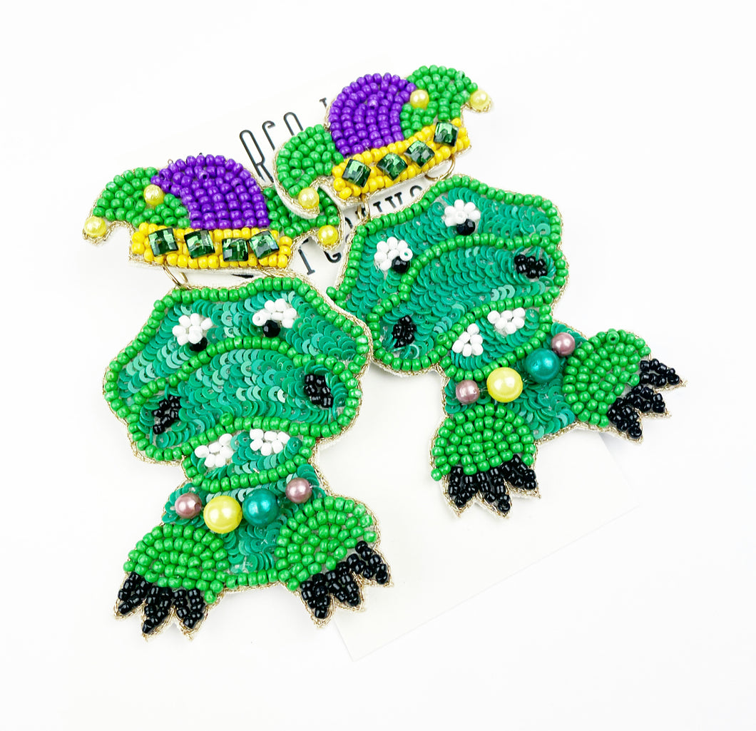 Mardi Gras Earrings - Gator Jesters