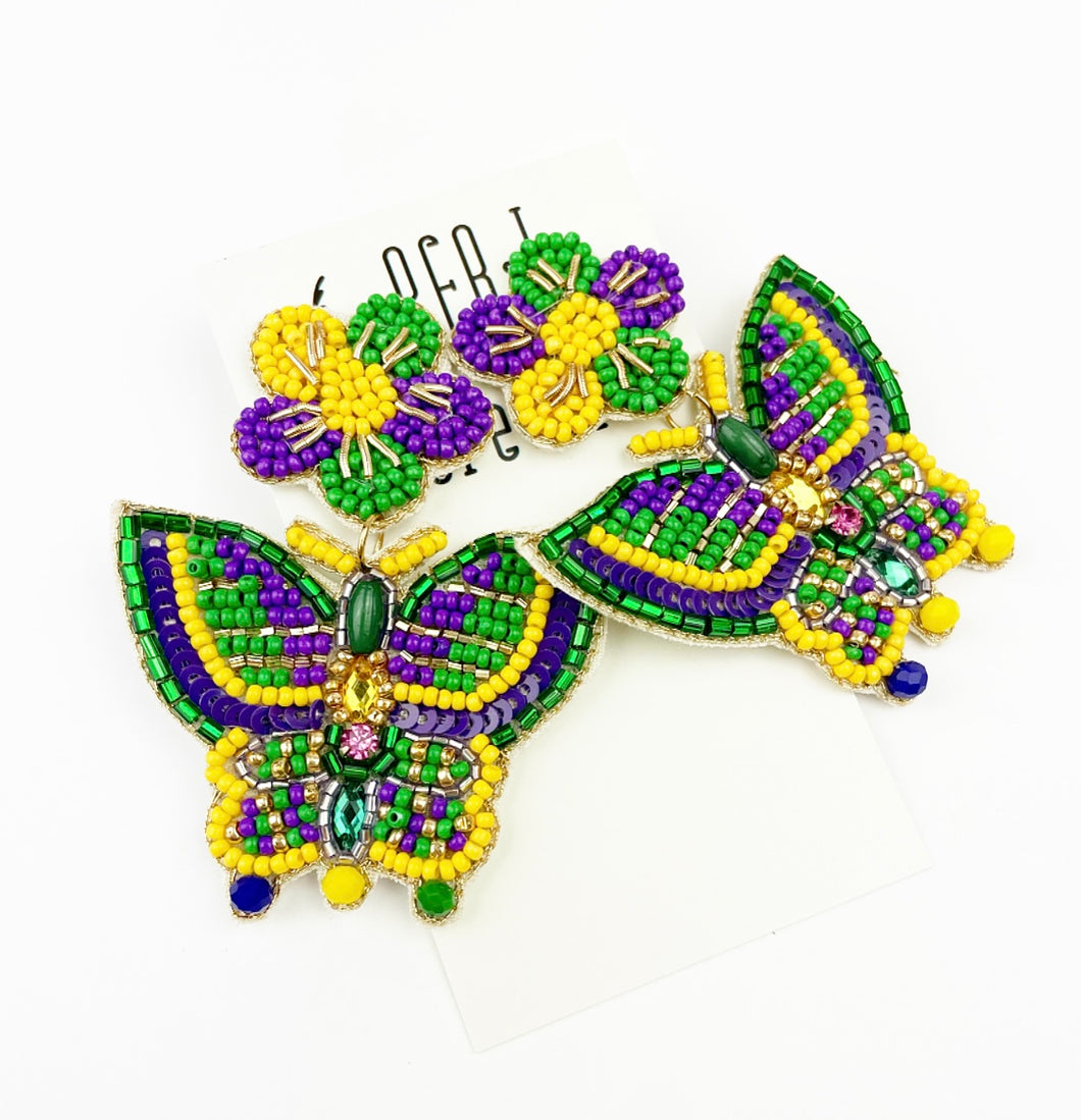 Mardi Gras Earrings - Butterflies