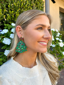 Christmas Tree Earrings - Pearl Beaded (multiple colors)
