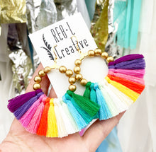 Load image into Gallery viewer, REBL OG Tassel Hoops- Beaded Rainbow
