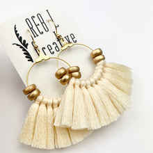 Load image into Gallery viewer, REBL OG Tassel Hoops- Cream
