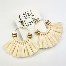 Load image into Gallery viewer, REBL OG Tassel Hoops- Cream
