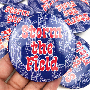 BUTTON- Storm The Field - Red/Royal