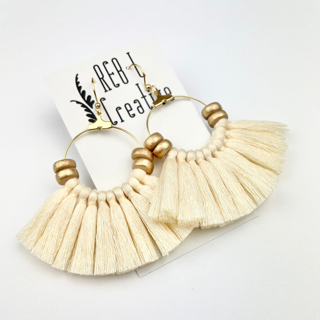 REBL OG Tassel Hoops- Cream