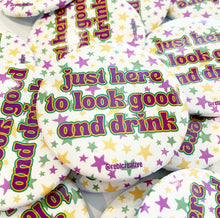 Load image into Gallery viewer, BUTTON - Look Good &amp; Drink Stars - MARDI GRAS
