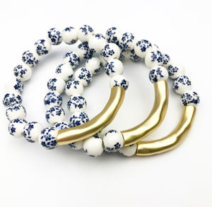 Southern Garden Bracelets - Navy Flower Bar