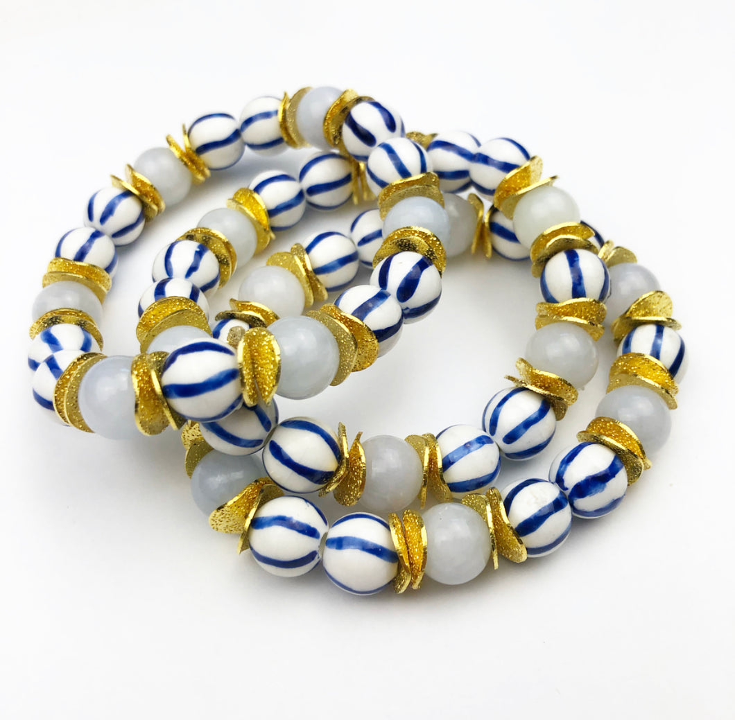 Southern Garden Bracelets - Pale Mint and Stripes