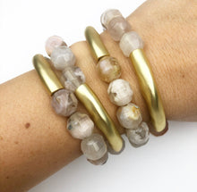 Load image into Gallery viewer, Smooth Bar Bracelets - Cherry Blossom Agate
