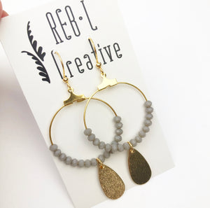 Simple Beaded Teardrops - Grey