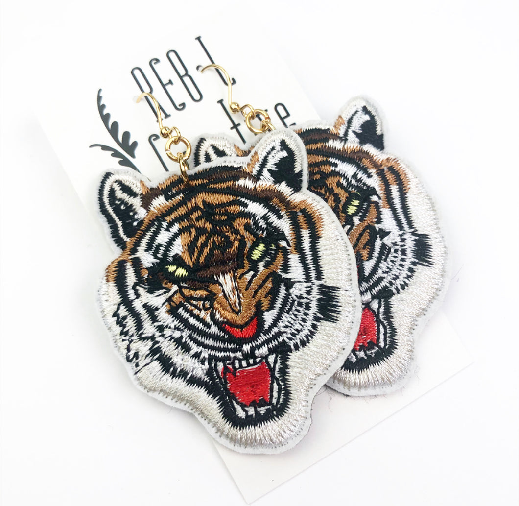 Gameday Earrings - Embroidered Fighting Tigers