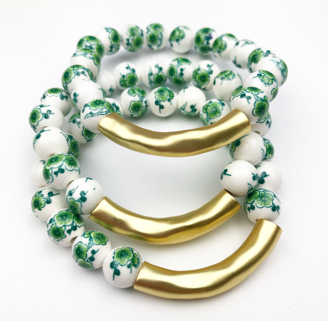 Southern Garden Bracelets - Green Flower Bar