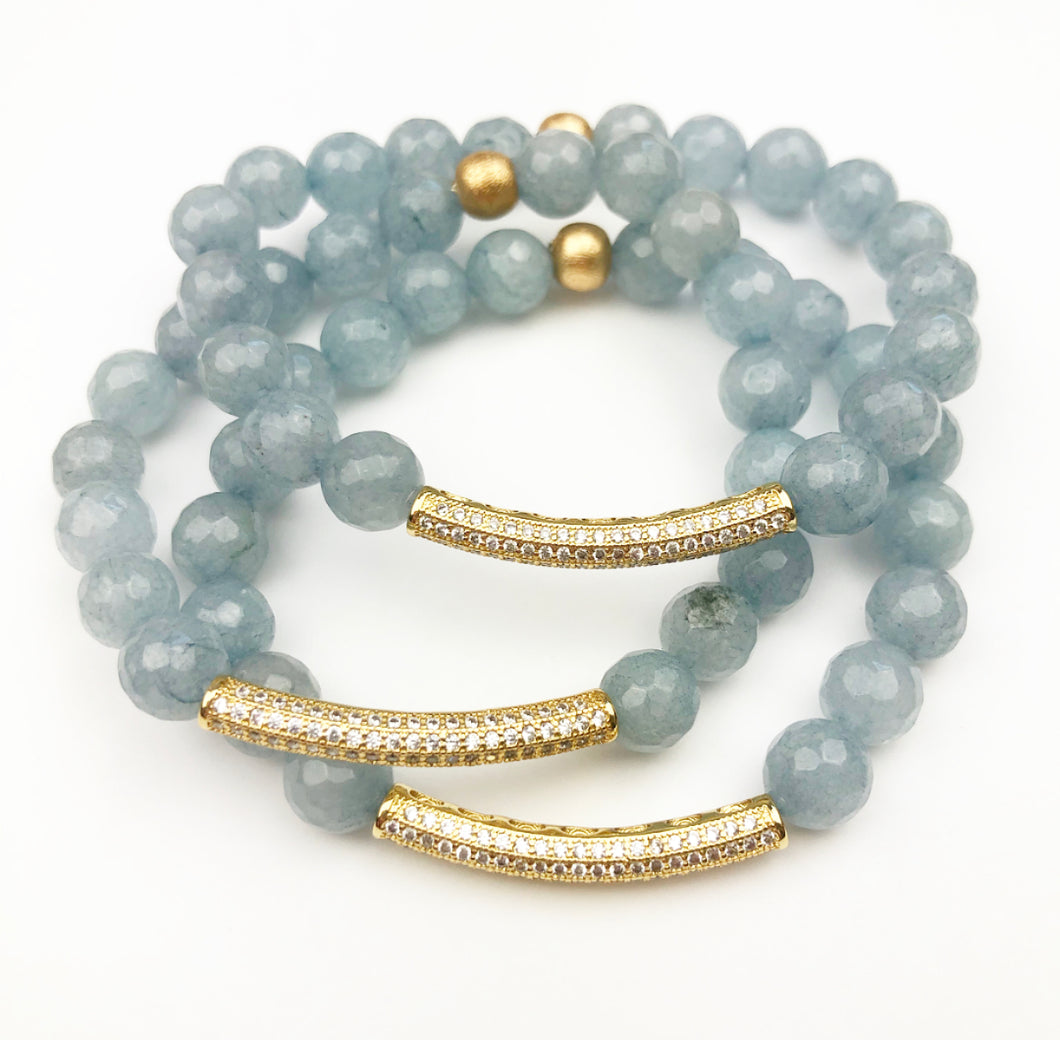 Blingy Bar Bracelet - Grey Stone