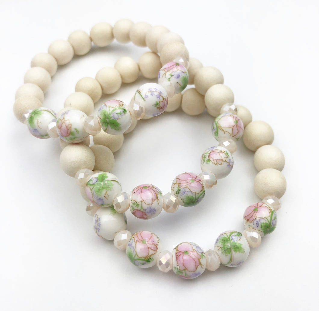 Stella Bracelets - Pink Floral Porcelain