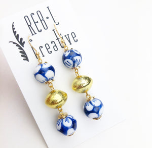 Garden Party Earrings - Blue Floral Dangle