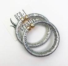 Load image into Gallery viewer, Metallic Faux Leather Hoops - Silver
