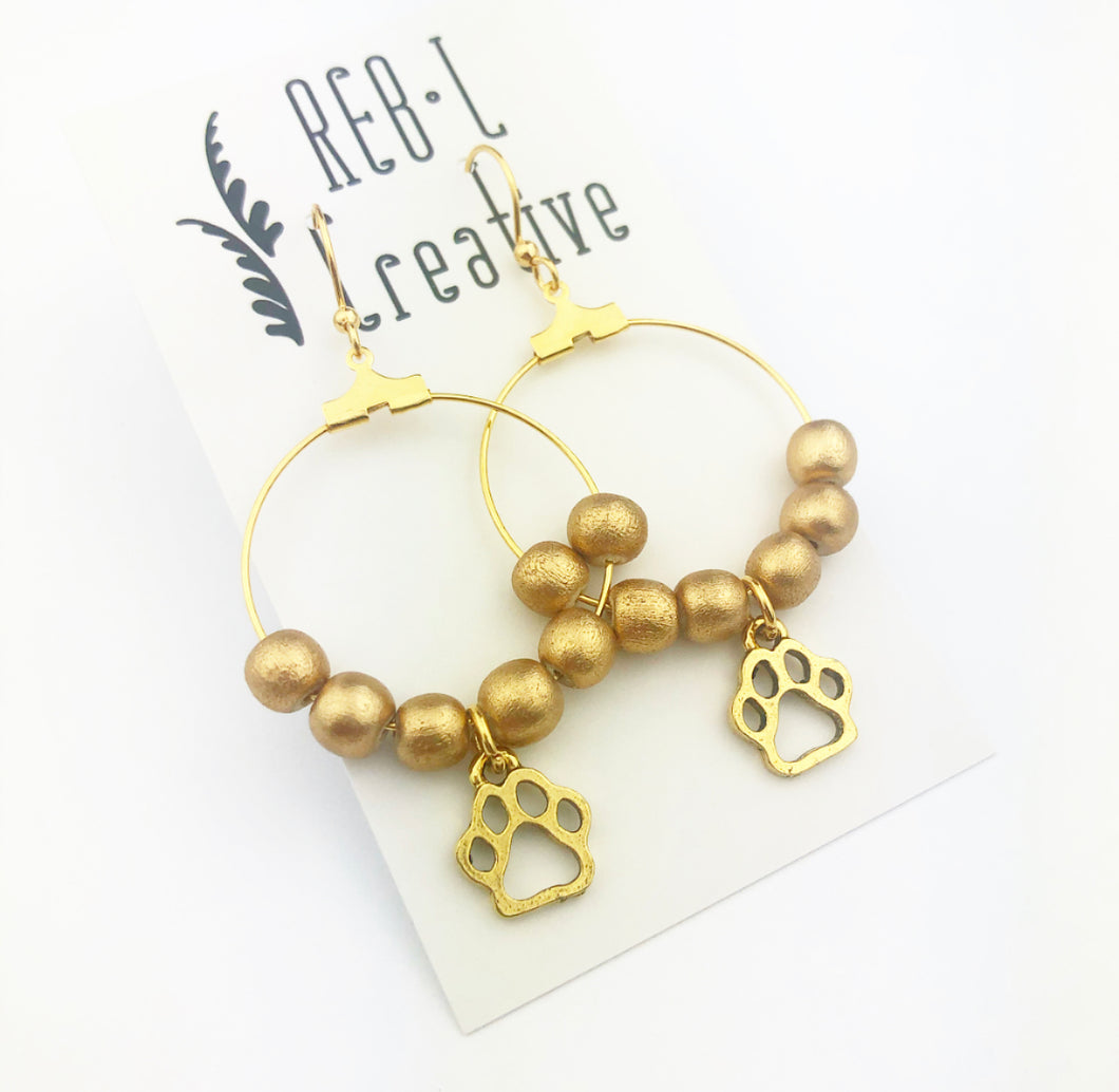 Geaux Team Earrings - Beaded Paws