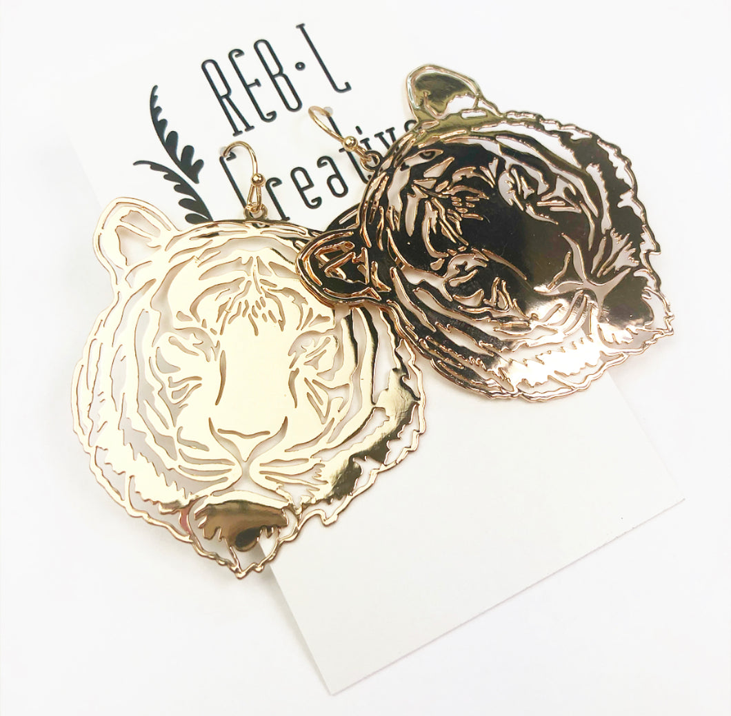 Tiger Earrings - Cut Out Gold