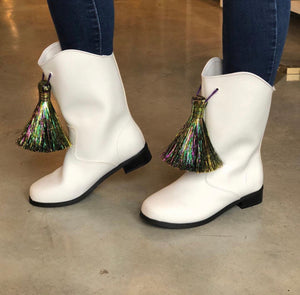 **PRE-ORDER** Mardi Gras Parade Boots Tinsel Tassels