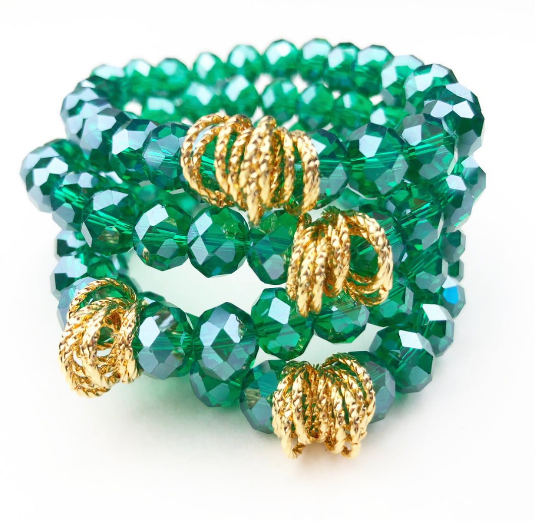 Twisted Bracelet- Clear Emerald