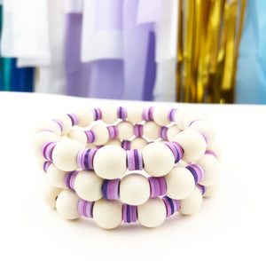 Spacer Bauble Bracelets - White Purple Mix