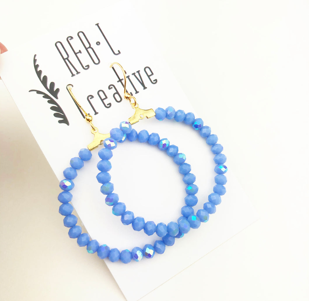 Simple Beaded Hoops - Periwinkle