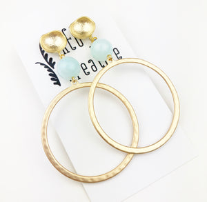 Gemstone Dangle Studs - Aqua Jade