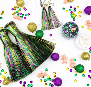 **PRE-ORDER** Mardi Gras Parade Boots Tinsel Tassels