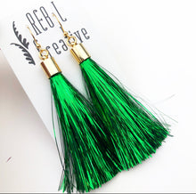 Load image into Gallery viewer, REBL Tinsel Tassel Earrings
