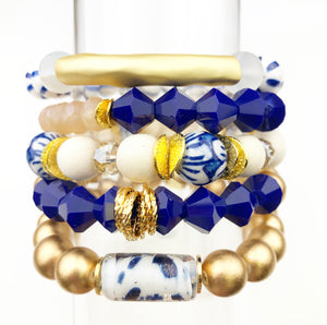 Southern Garden Bracelets - Cream and Blue
