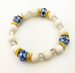 Southern Garden Bracelets - Cream and Blue