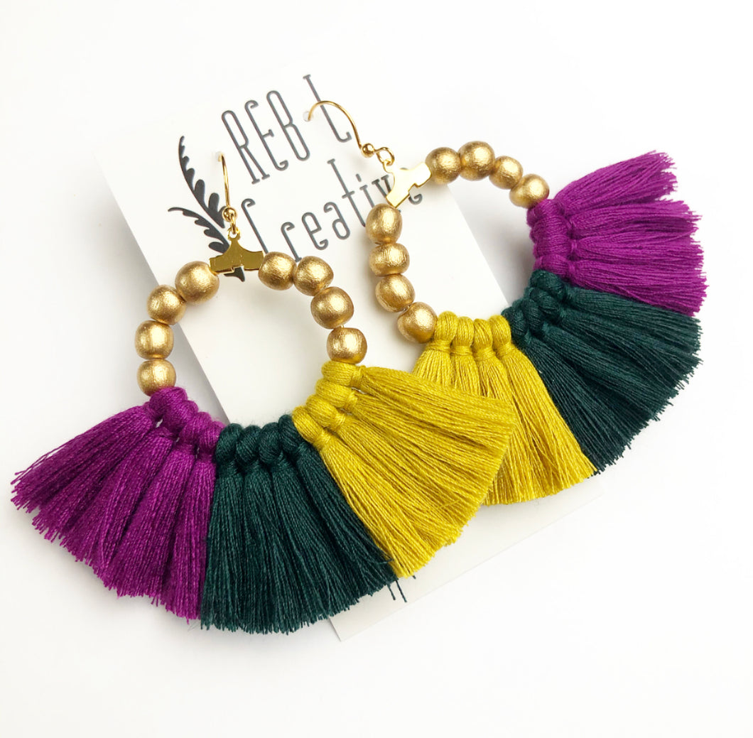 Mardi Gras Tassel Earrings - Regal OG