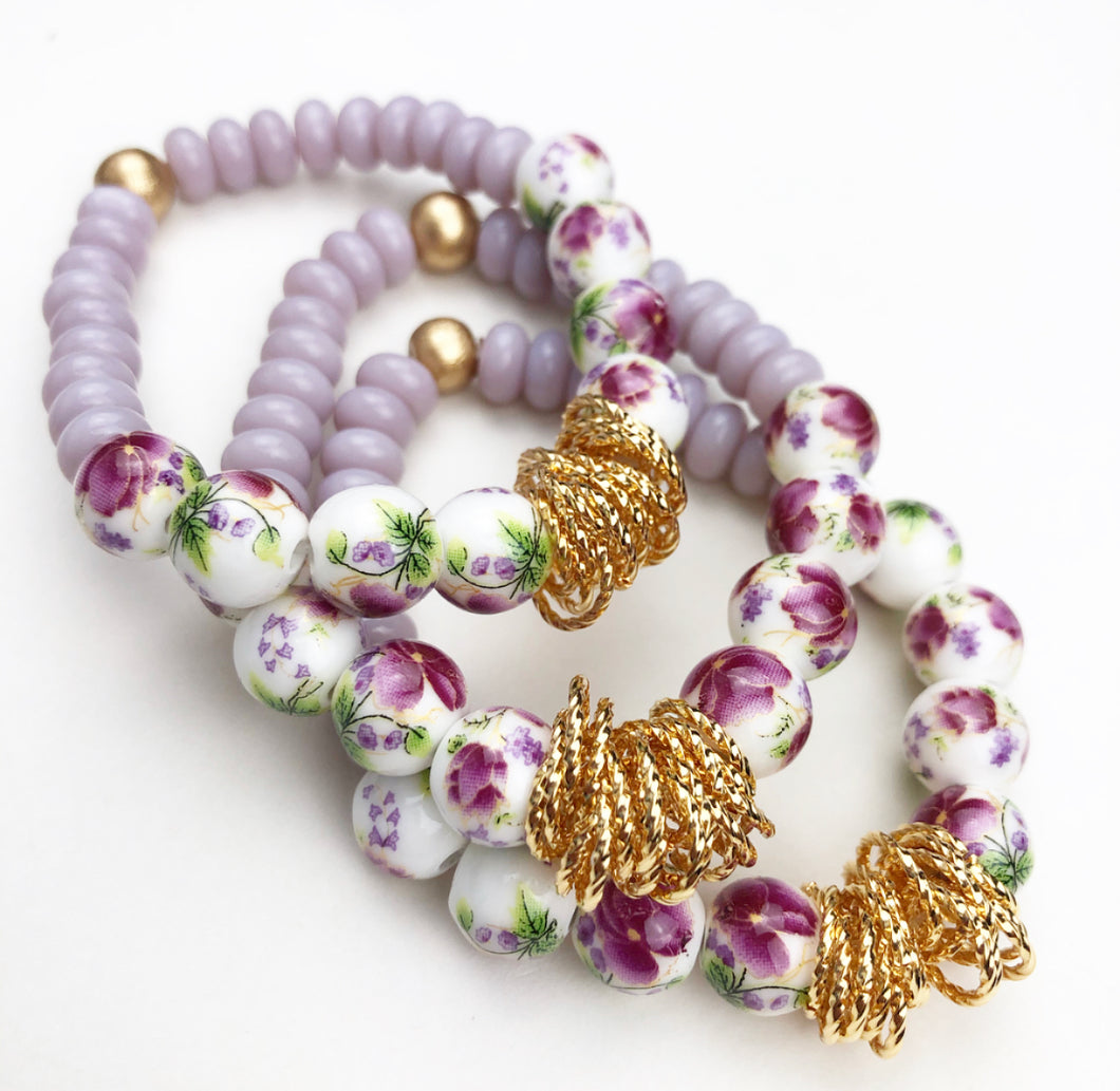 Twisted Bracelet - Lavender Floral