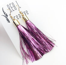 Load image into Gallery viewer, REBL Tinsel Tassel Earrings
