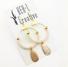 Load image into Gallery viewer, Simple Beaded Teardrops - Cream

