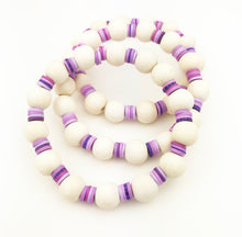 Load image into Gallery viewer, Spacer Bauble Bracelets - White Purple Mix
