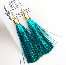 Load image into Gallery viewer, REBL Tinsel Tassel Earrings
