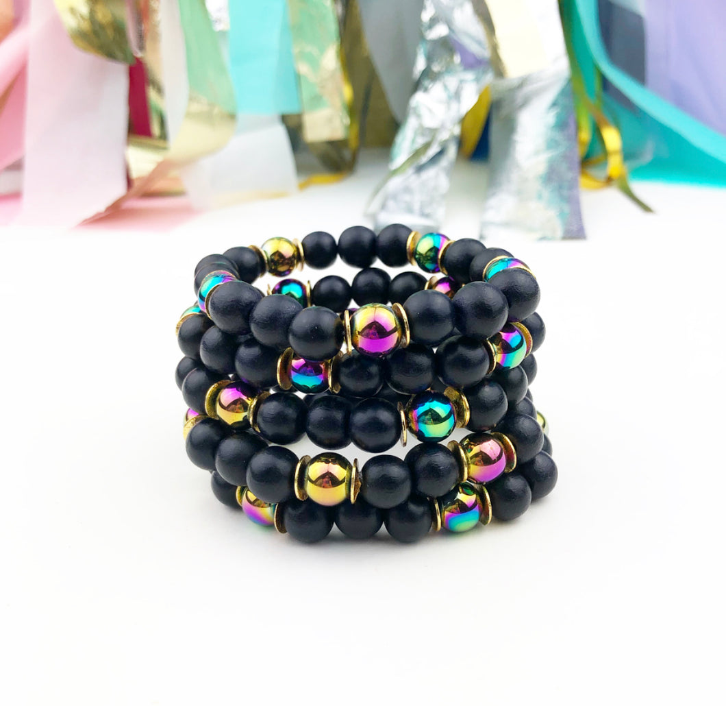 Midnight Iridescent Bracelets - Black