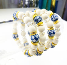 Load image into Gallery viewer, Southern Garden Bracelets - Cream and Blue
