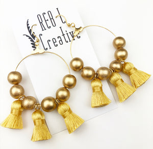 Happy Tassel Hoops - Mustard