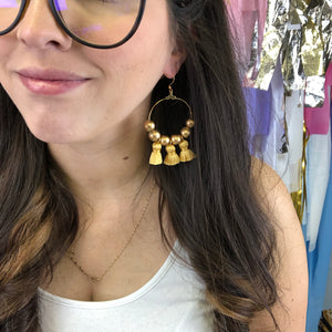 Happy Tassel Hoops - Mustard