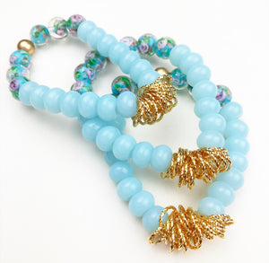 Twisted Bracelet - Blue Rosette
