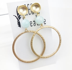 Gemstone Dangle Studs - Aqua Jade