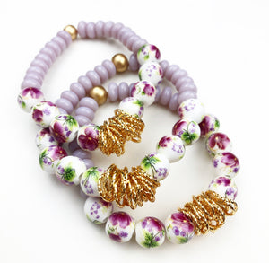 Twisted Bracelet - Lavender Floral