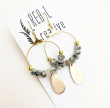 Load image into Gallery viewer, Simple Beaded Teardrops - Grey Stone
