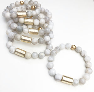 Golden Barrel Bracelets - Smokey Agate
