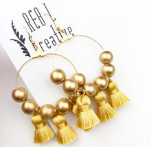 Load image into Gallery viewer, Happy Tassel Hoops - Mustard
