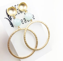 Load image into Gallery viewer, Gemstone Dangle Studs - Aqua Jade
